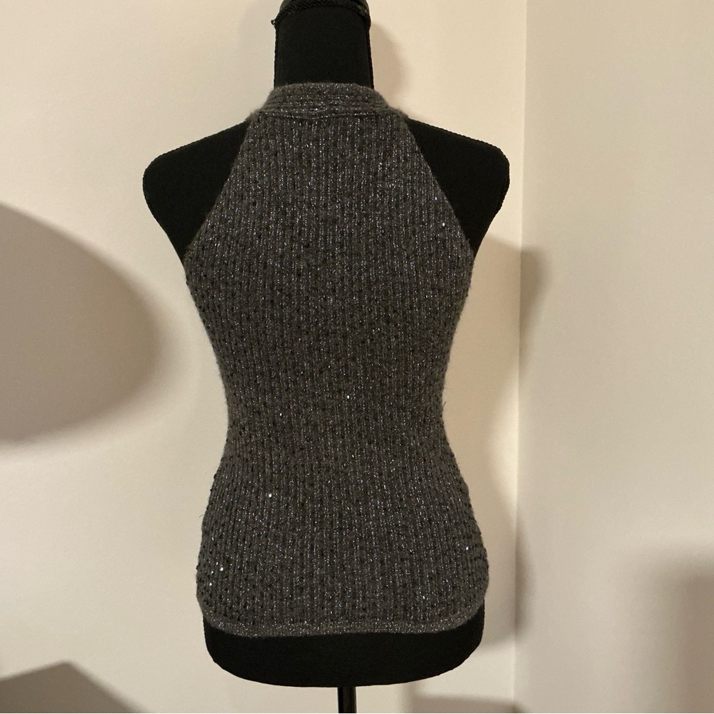 INC International Concepts Gray Knit Sleeveless Halter Top